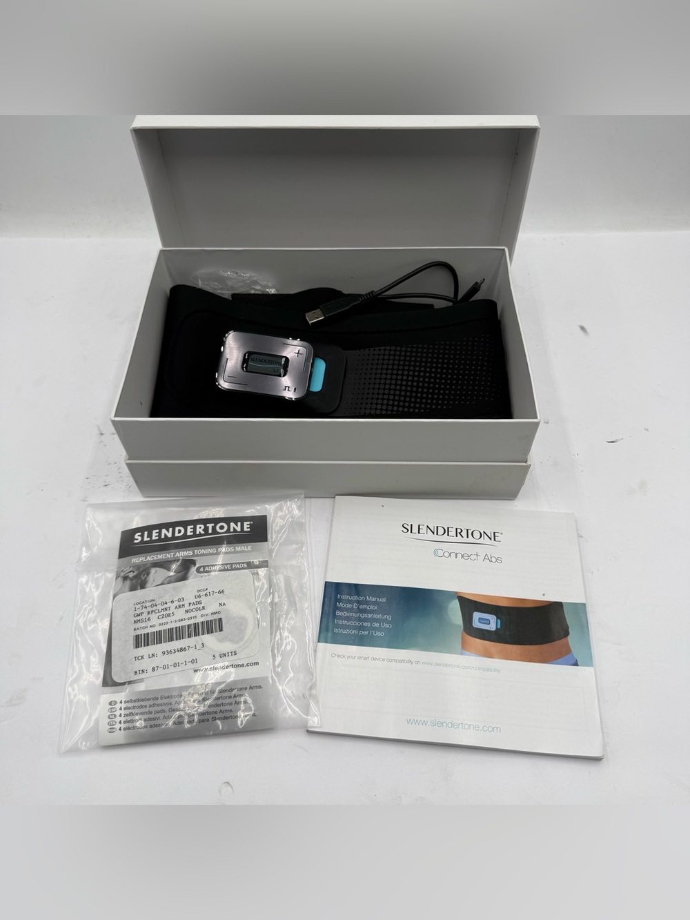 E4 Slendertone Connect Abs Stomach Toning Belt, 3 Gel Pads, USB 24-42” Waist